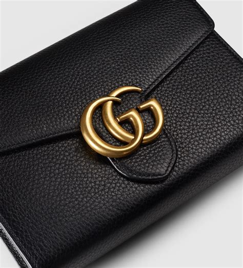 Lyst Gucci Gg Marmont Leather Chain Wallet In Black