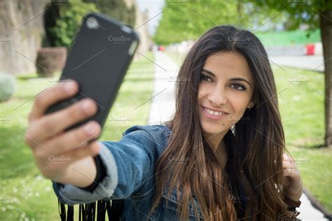 Woman Taking A Selfie High Quality People Images ~ Creative Market