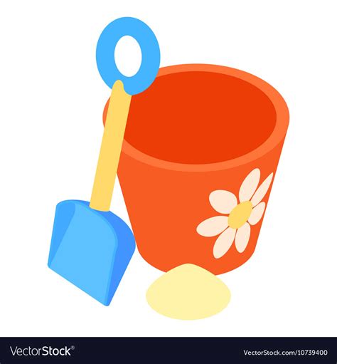 Bucket And Pail Shovel Icon Cartoon Style Vector Image