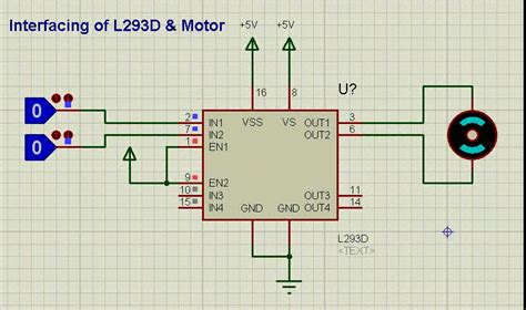 Interface Of Dc Motor With Motor Driver Ic L293d