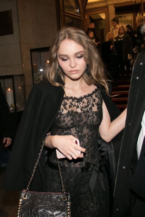Stupefying Model Lily Rose Depp Posing In A See Through Black Dress The Fappening