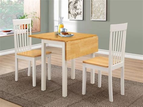 2 Seater Dining Set Extendable Rectangular Table White Wood Kitchen
