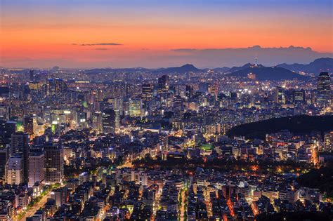 Seoul Cityscape South Korea Seoul City In Twilight With Seoul Tower