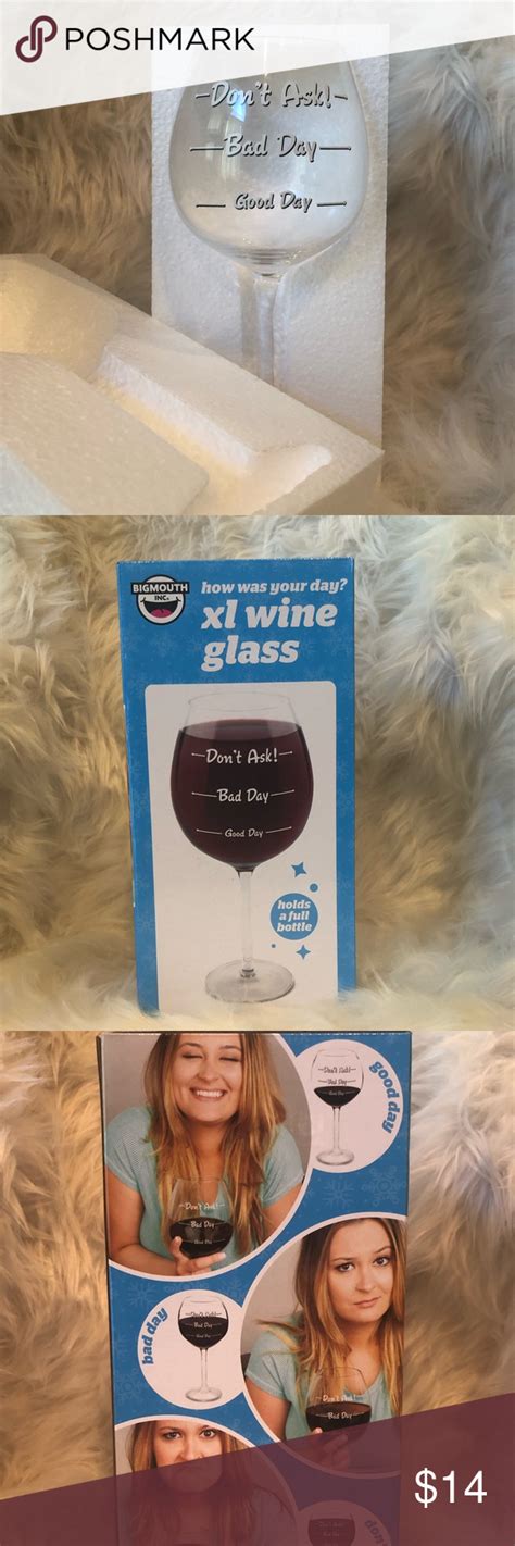 nib big mouth inc “how was your day” xl wineglass big mouth wine glass xl wine glass