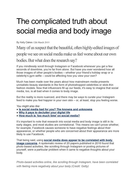 The Complicated Truth About Social Media And Body Image But What Does