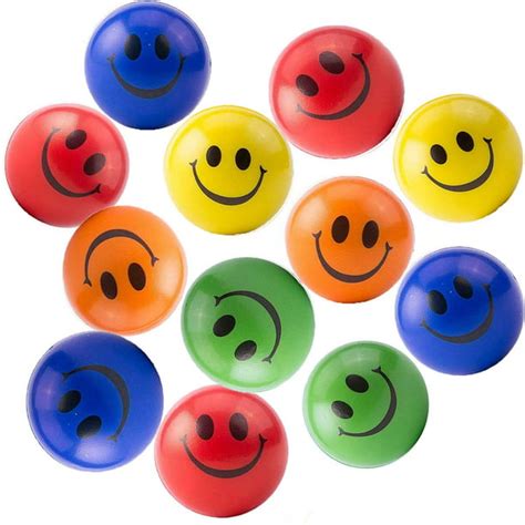 Colorful Smiley Face Stress Balls Pack Of 12 25 Inch Smile Squeeze