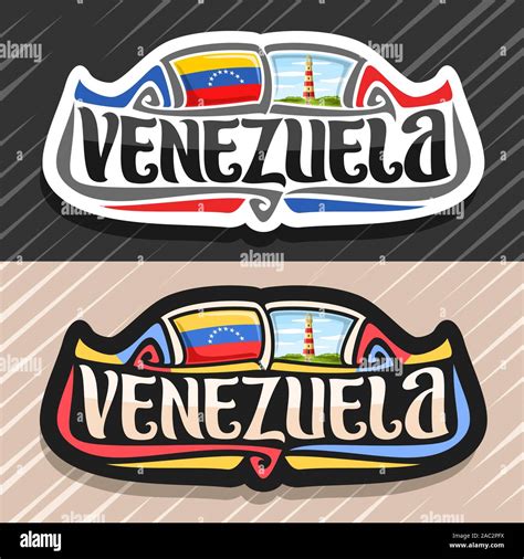 Vector Logo For Venezuela Country Fridge Magnet With Venezuelan Flag