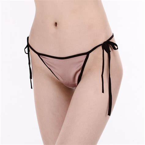 Sexy Silk Spandex Womens Low Rise Side Tie Thong 029 Paradise Silk