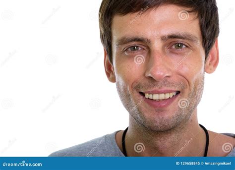 Close Up Of Happy Young Handsome Man Smiling Stock Image Image Of