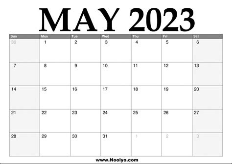 May 2023 Calendar Printable With Coloring On Weekend Horizontal