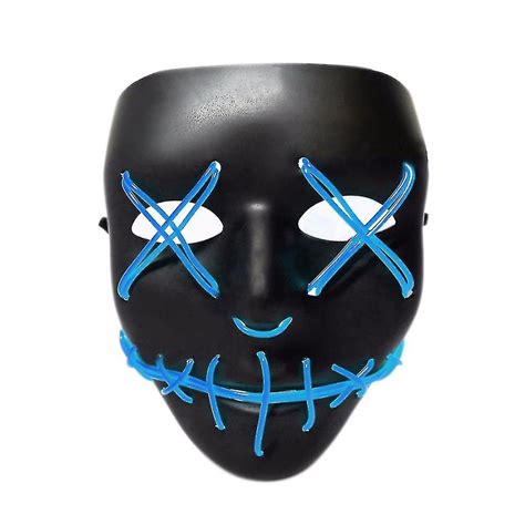 Light Up Purge Mask Stitched El Wire Led Halloween Rave Cosplay Props