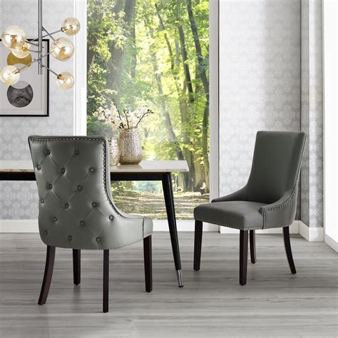 Inspired Home Annabelle Leather Pu Dining Chair Set Of 2 Back Tufted