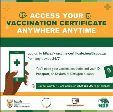 Covid 19 Coronavirus Vaccination Certificate South African Government
