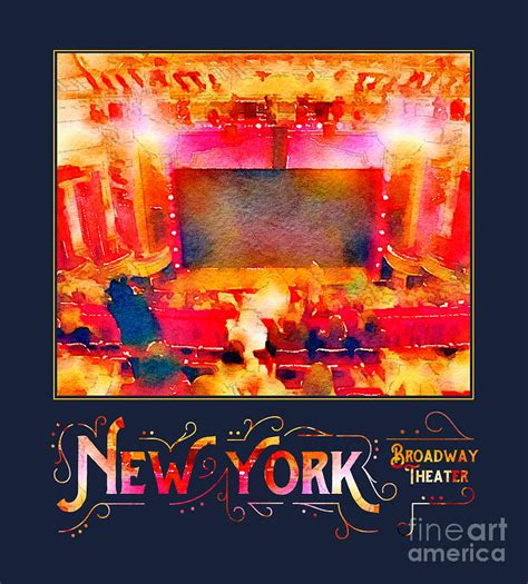New York City Broadway Theater Digital Watercolor Digital Art By