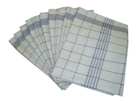 10 X Catering Glass Cloths Tea Towels Blue White Check Ebay