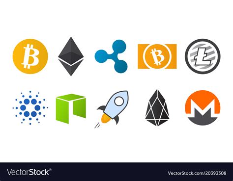 Get high quality logotypes for free. Cryptocurrency logo icon set Royalty Free Vector Image