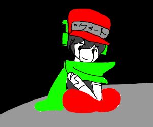 Quote's face was custom done by me. Quote (Cave Story) - Drawception