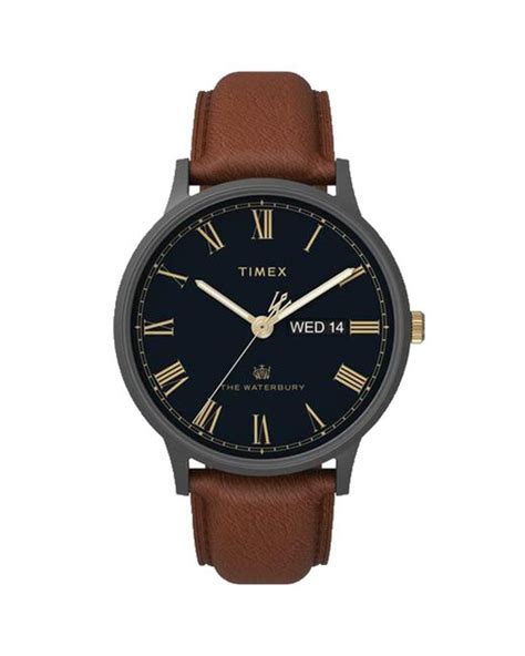Timex Leather Waterbury Classic Day Date 40mm Tw2u88500vq Quartz Watch
