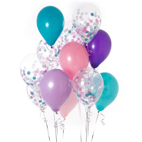 Pack Of 14 Mermaid Confetti Balloons By Bubblegum Balloons