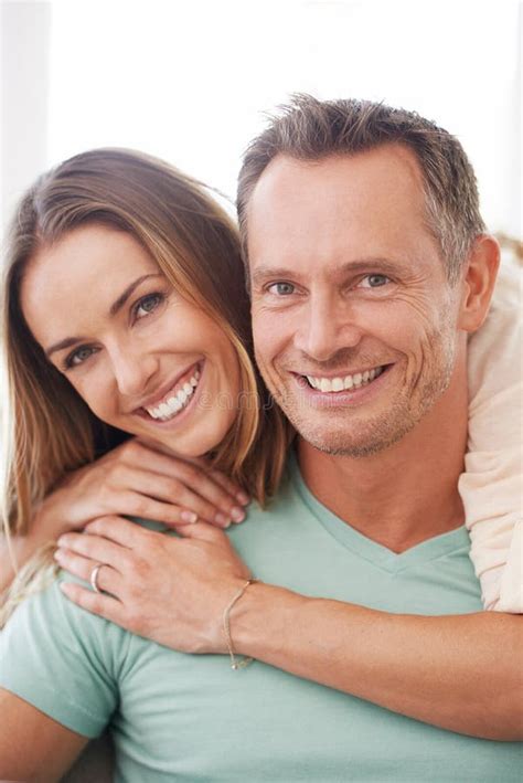 Portrait Smile And Couple With Relationship Hug And Loving With