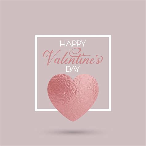 Elegant Valentines Day Background With Rose Gold Heart In White Frame