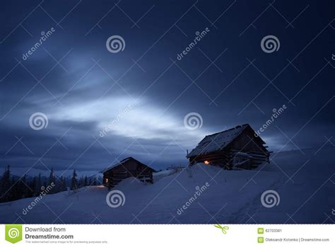 Night Landscape In Mountain Village Stock Photo Image