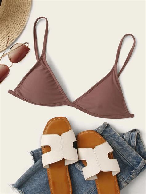 Myntra is not an ordinary fashion app as it offers trendy and exceptionally stylish outfits. Plain Triangle Bikini Top | SHEIN USA in 2020 | Bikinis ...