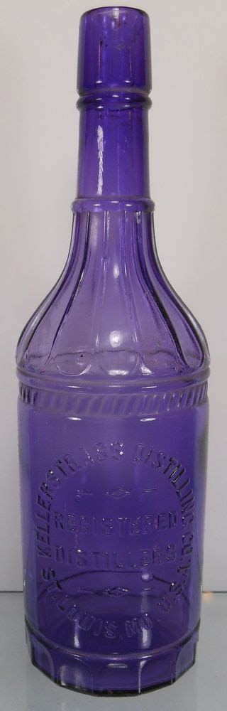 C1900 Deep Purple Amethyst Quart Whiskey Kelleystrass Distillery St Louis Mo Antique Glass