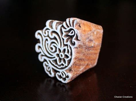 Hand Carved Stamp Indian Wood Stamp Textile Stamp Pottery Etsy