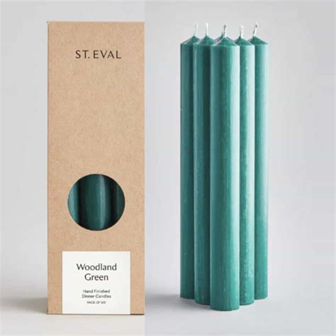 Two Packs Woodland Green Dinner Candles St Eval Candles Sgb