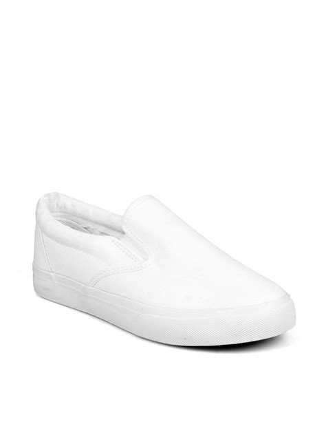 Slip On Womens Canvas Sneakers In White