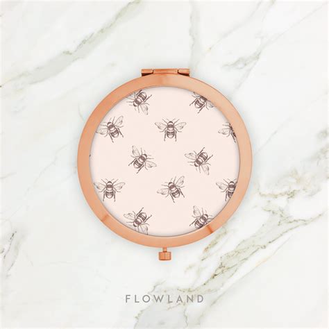 Bee Rose Gold Compact Mirror Purse Mirror Pocket Mirror Travel Mirror Gift For Her Makeup Mirror ...