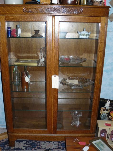 Scranberry Coop Oak China Closet Cabinet 610 Glass Shelves And