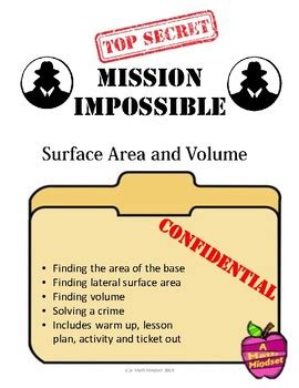 Sample test and answer key books for grades 5 and 8 science are available on the statewide science. Mission Impossible Surface Area and Volume by A Math ...