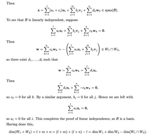 linear algebra - Proving subspace $W_1+W_2$ is finite ...
