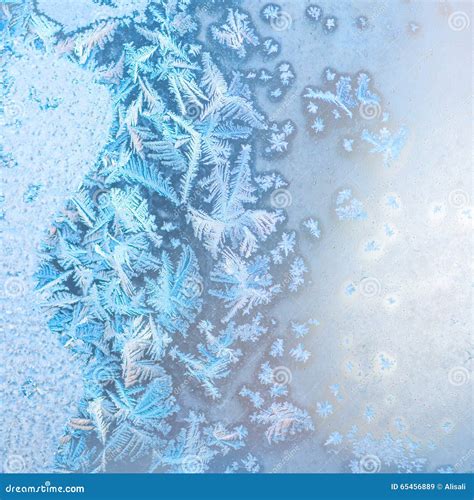 Abstract Winter Frost Patterns On Window Festive Background Cl Stock
