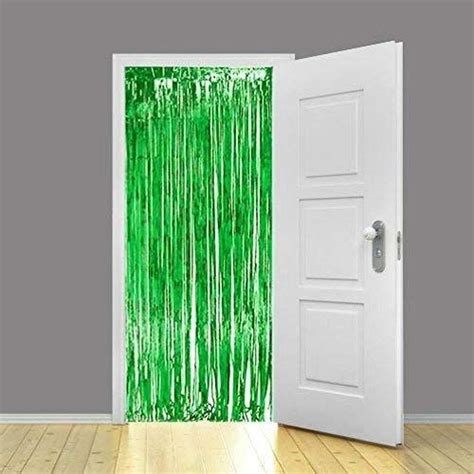 Zaggit Set Of 2 Metallic Green Foil Fringe Party Decoration Door Curtains 3 X 8 Feet See
