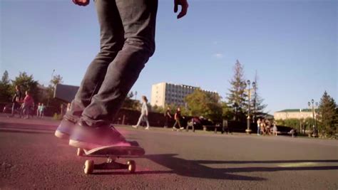 Skateboarder Does Extreme Flip Trick Colored Stock Footage Video 100
