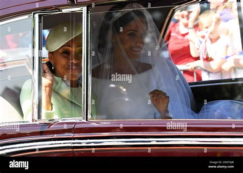 doria ragland and meghan markle make their way to windsor castle for her wedding to prince harry