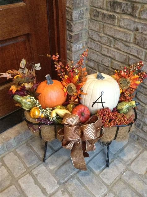 Fall Porch Pumpkin Basket Fall Thanksgiving Decor Fall Halloween