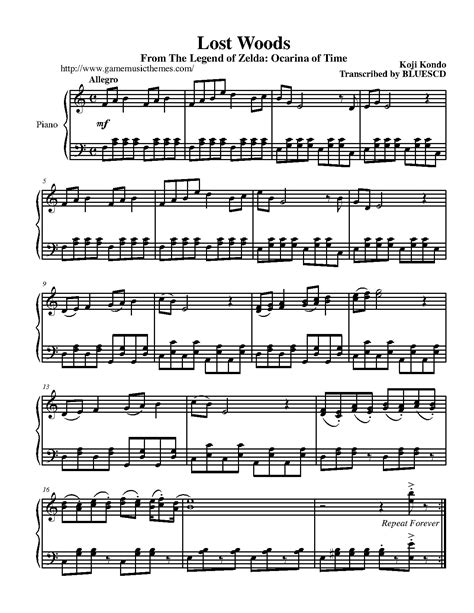 Lost Woods Sheet Music