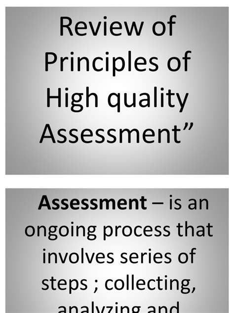 Review Of Principles Of High Quality Assessment