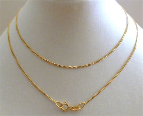18ct Solid Gold Curb Chain Necklace 45cms 18 N86