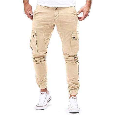 Men Chino Cargo Trousers Pockets Jogging Bottom Gym Jogger Pants Work Wear Pants EBay