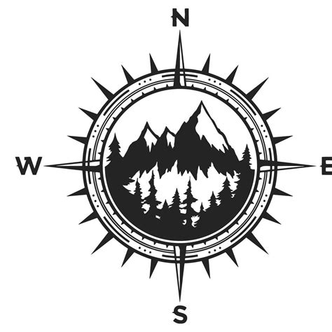 Mountain Forest Compass Svg Mountain Svg Forest Svg Compa Inspire