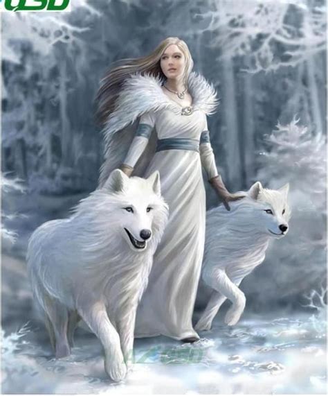 White Wolf And Princess Rou Beautiful Fantasy Art Wolf Artwork