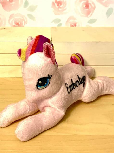 Personalized 8 Pink Plush Pony Stuffed Animal With 16 Etsy