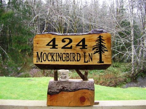 Address Sign Mockingbird Lane Natural Edge Hemlock Hand Etsy