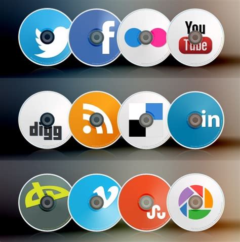 Free Compact Disc Like Social Media Icons Pack Psd Included Titanui