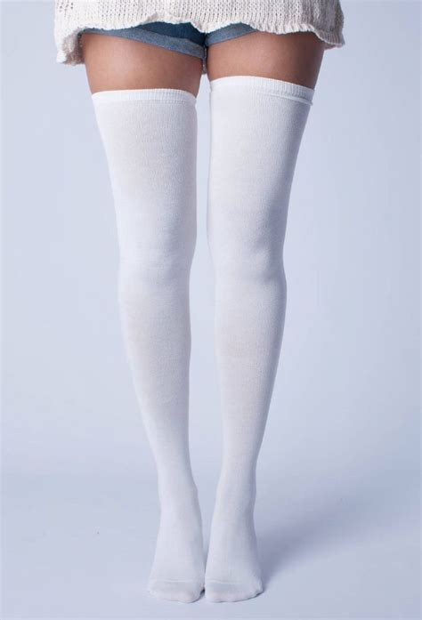 White Extra Long Thigh High Socks Etsy White Knee High Socks White